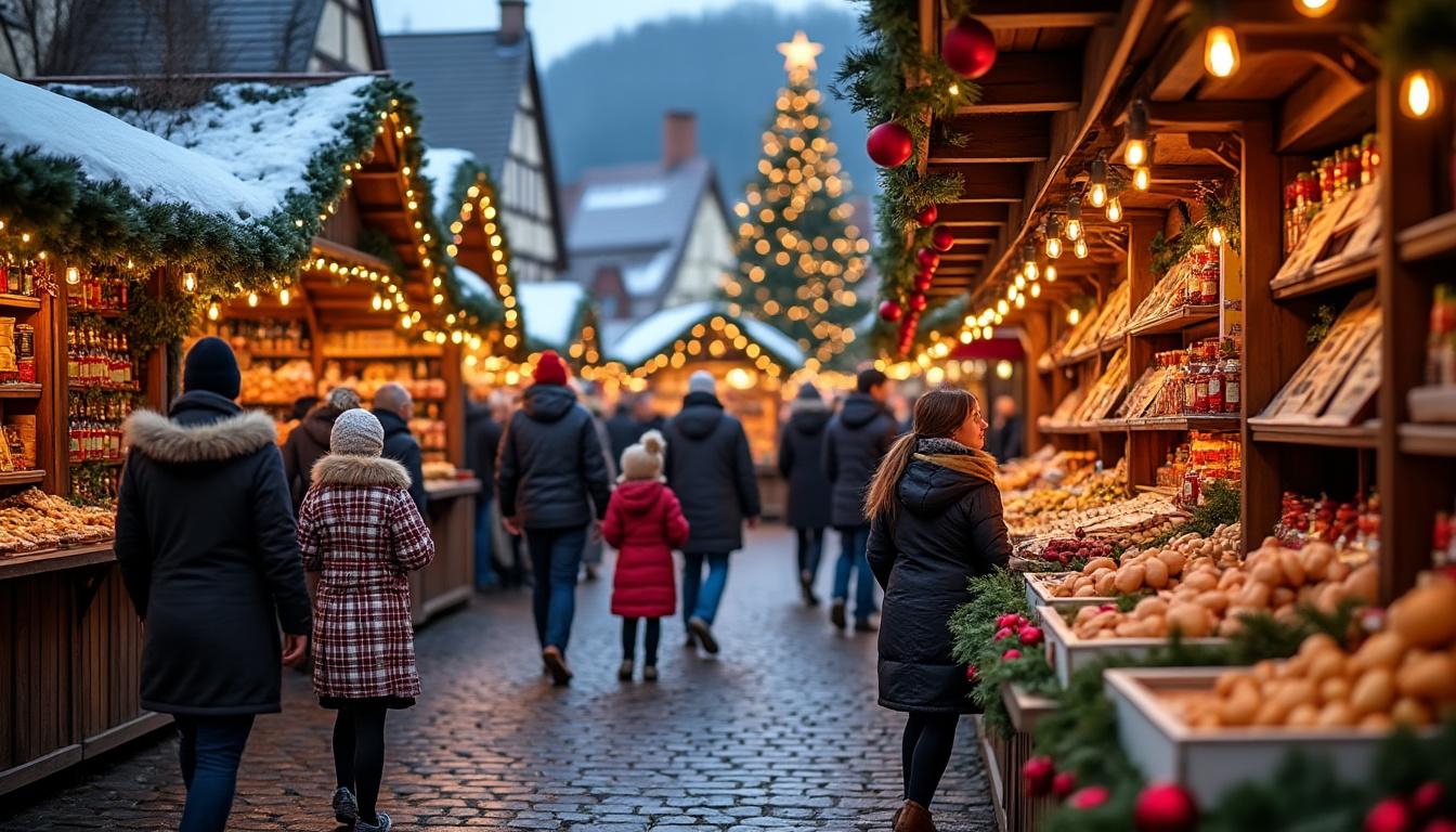 découvrez le marché de noël de port-sainte-foy-et-ponchapt, une fête chaleureuse aux couleurs et saveurs de l’alsace, idéale pour toute la famille.