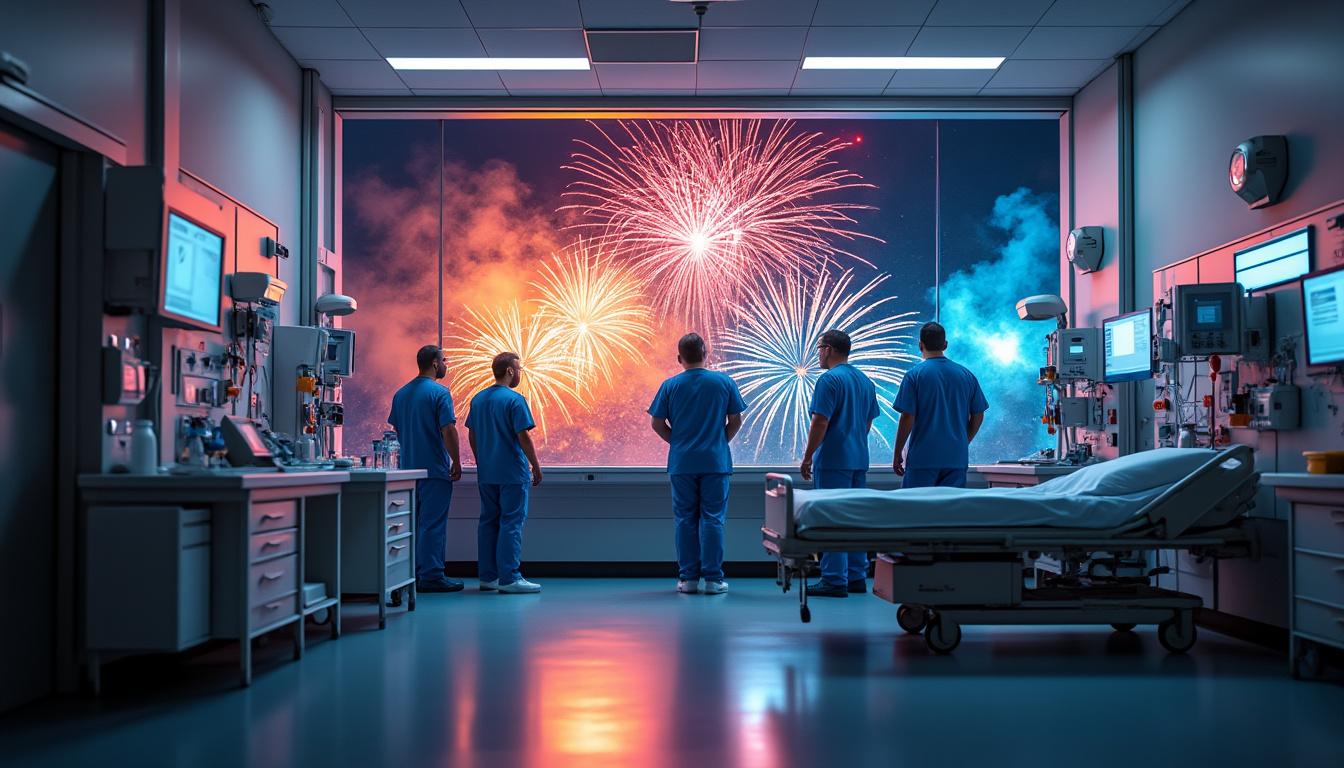en alsace, les services d'urgences sont saturés suite aux nombreuses explosions de pétards et mortiers lors des célébrations du nouvel an, mettant les secours sous forte pression.