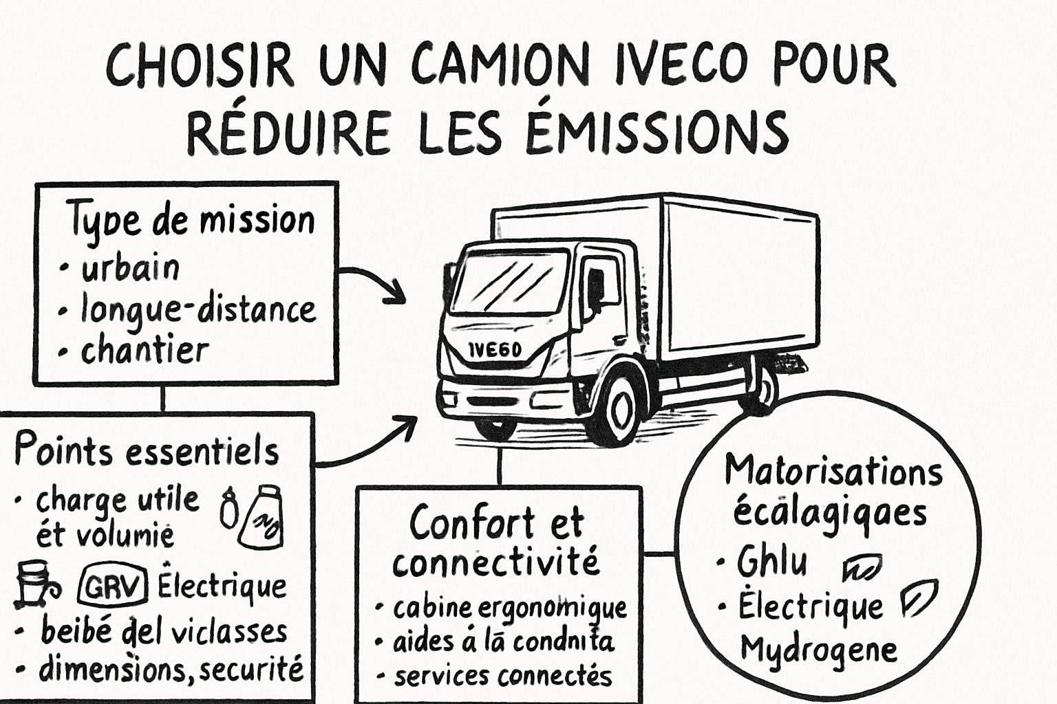 camion iveco besoins transport sketchnote ehrengarth RĂ©sumĂ© visuel de lâarticle