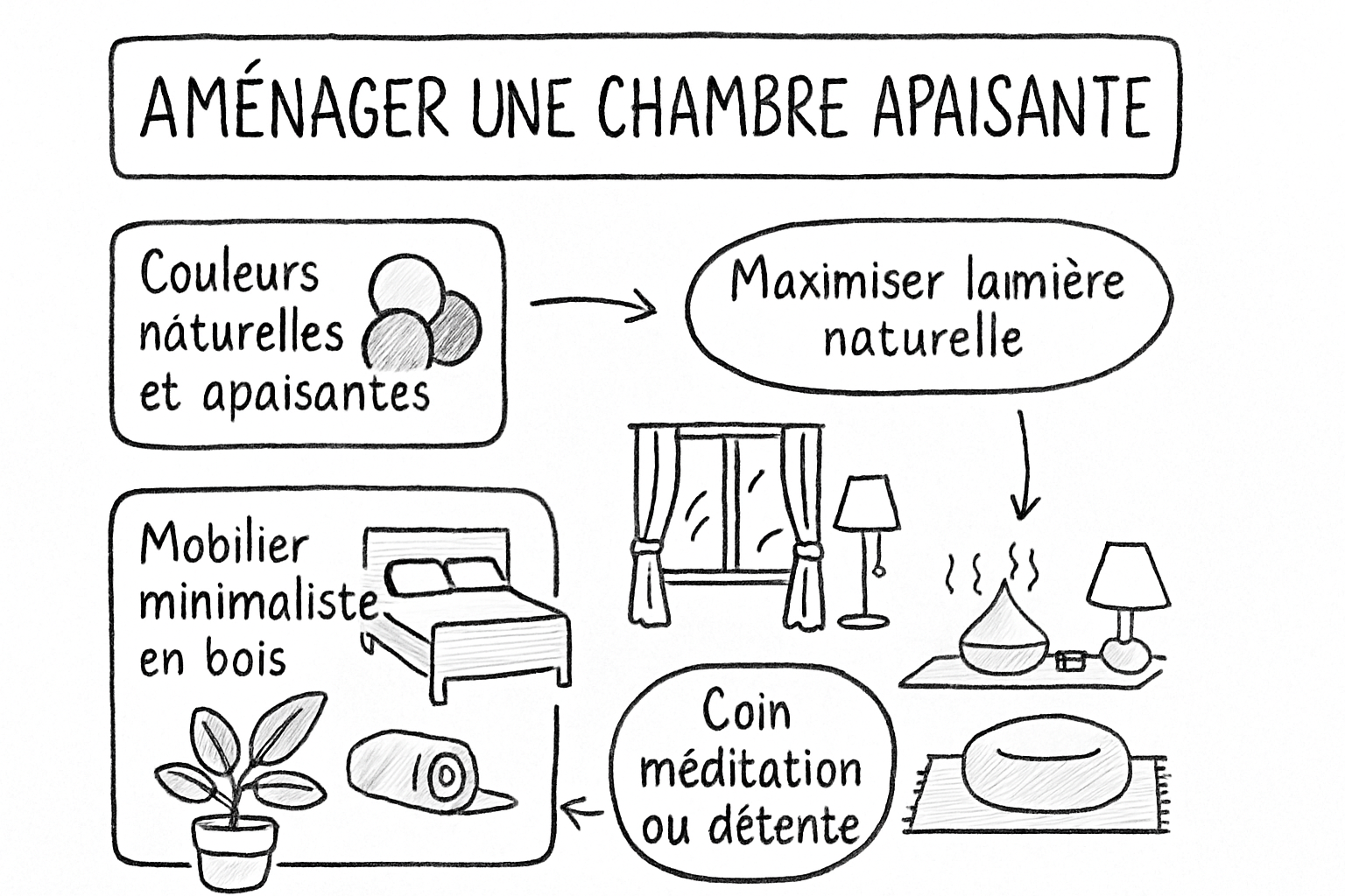 decorer chambre zen accueillante sketchnote ehrengarth Résumé visuel de l’article