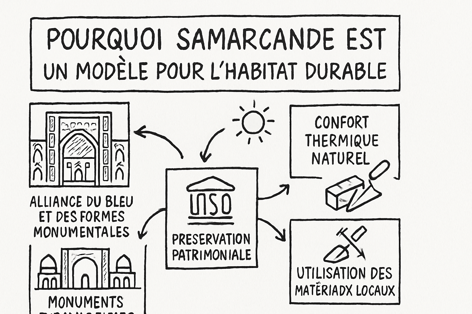 samarcande architecture islamique sketchnote ehrengarth RĂ©sumĂ© visuel de lâarticle