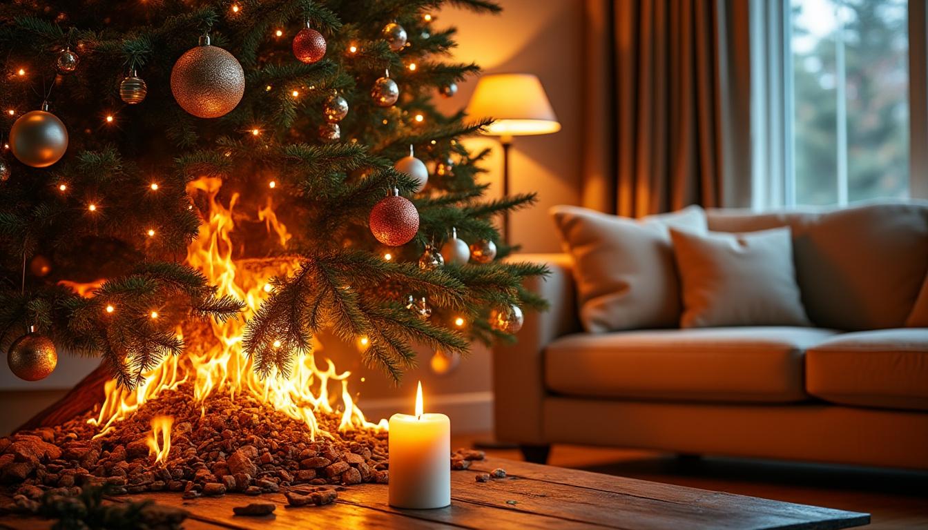à strasbourg, un incendie déclenché par une bougie sur un sapin de noël a nécessité la prise en charge de six personnes, heureusement sans blessés.