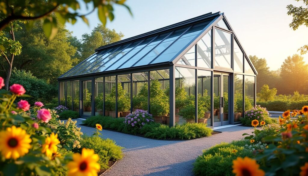 découvrez comment choisir l'orientation et l'emplacement parfaits pour optimiser la croissance de vos plantes dans une serre en verre.