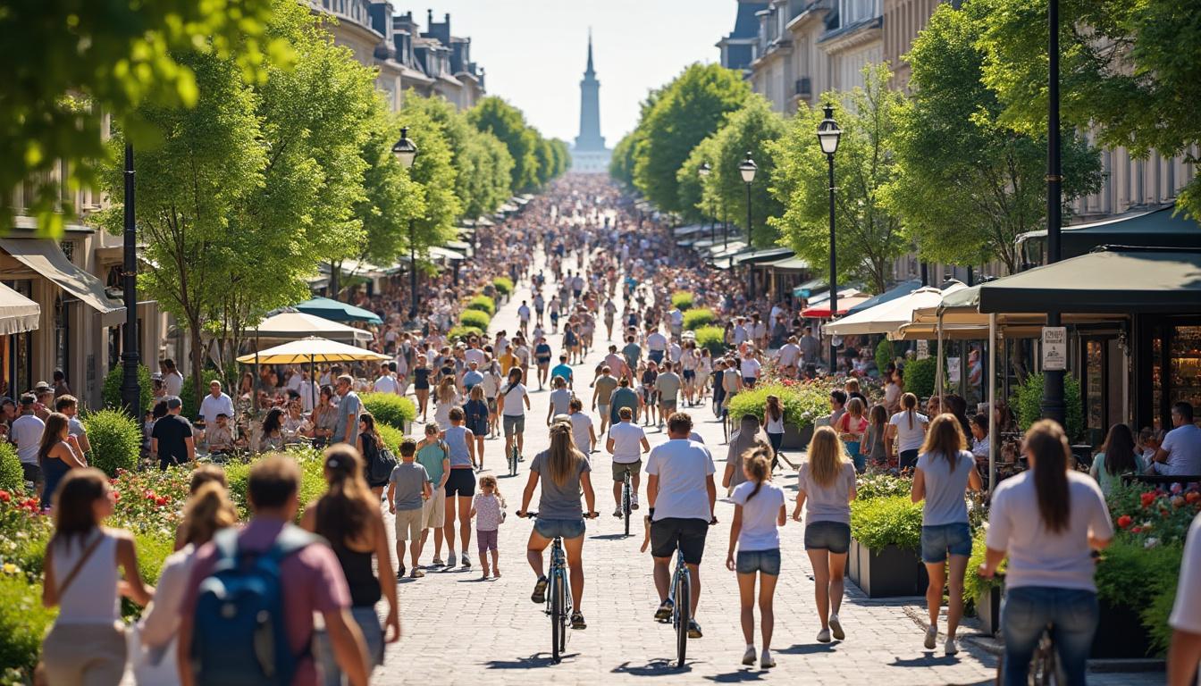 découvrez en photos l'ambiance exceptionnelle de la piétonnisation temporaire du boulevard alsace-lorraine à pau et revivez cette expérience urbaine unique.
