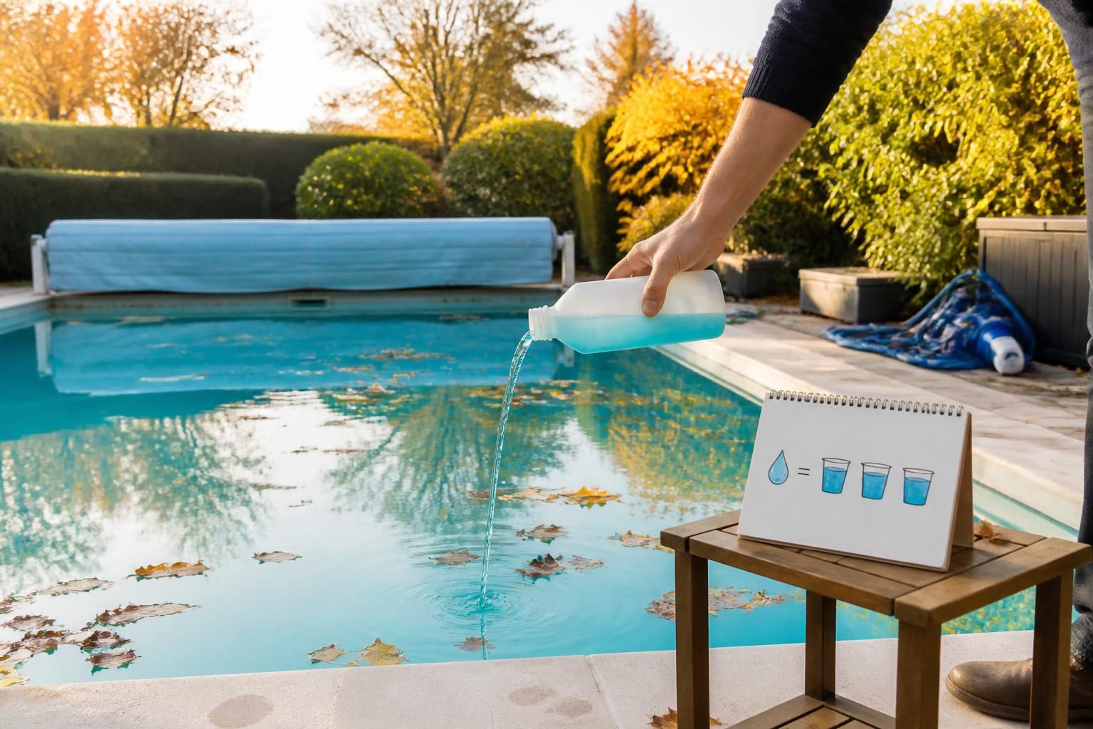 découvrez quand et en quelle quantité verser le produit d'hivernage pour protéger efficacement votre piscine durant l'hiver.