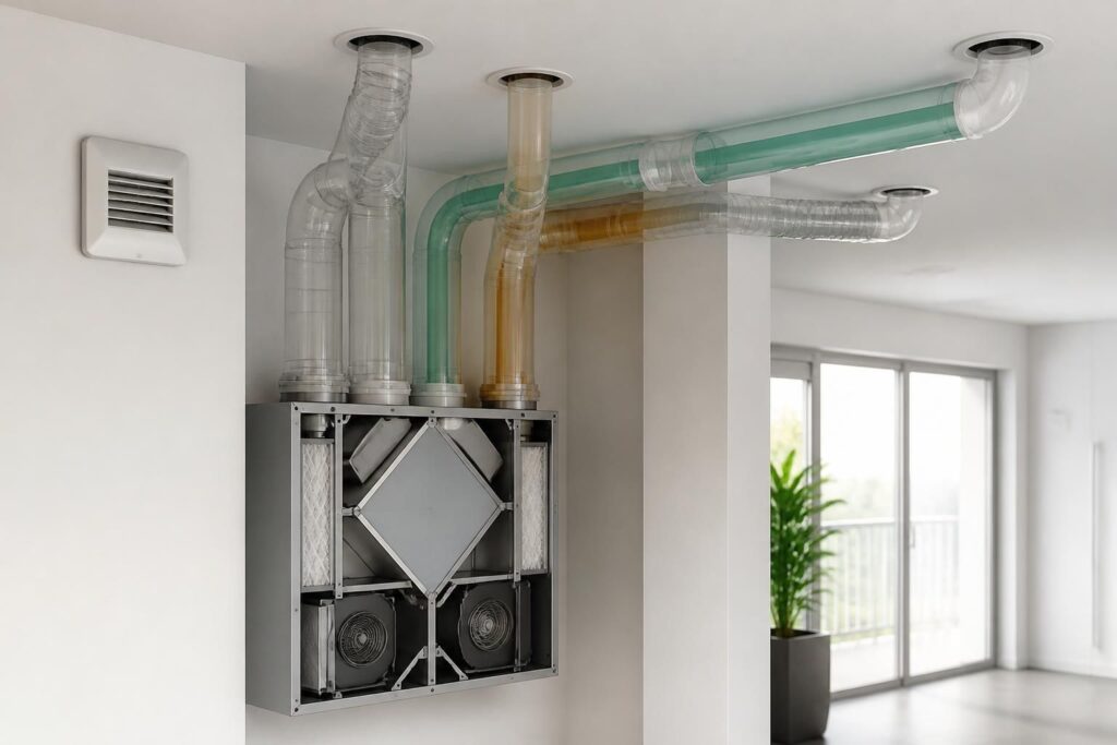vmc double flux tout savoir sur son principe son fonctionnement et ses contraintes découvrez tout sur la vmc double flux : principe de fonctionnement, avantages, contraintes et conseils pour une ventilation efficace et économique de votre habitation.